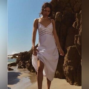 ZARA POPLIN LACE MIDI DRESS SIZE SMALL